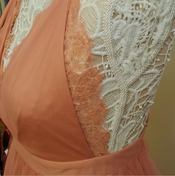 FASHION NOVA Work The Runway Blush Tulle Maxi Backless Dress - Picture 7 of 16